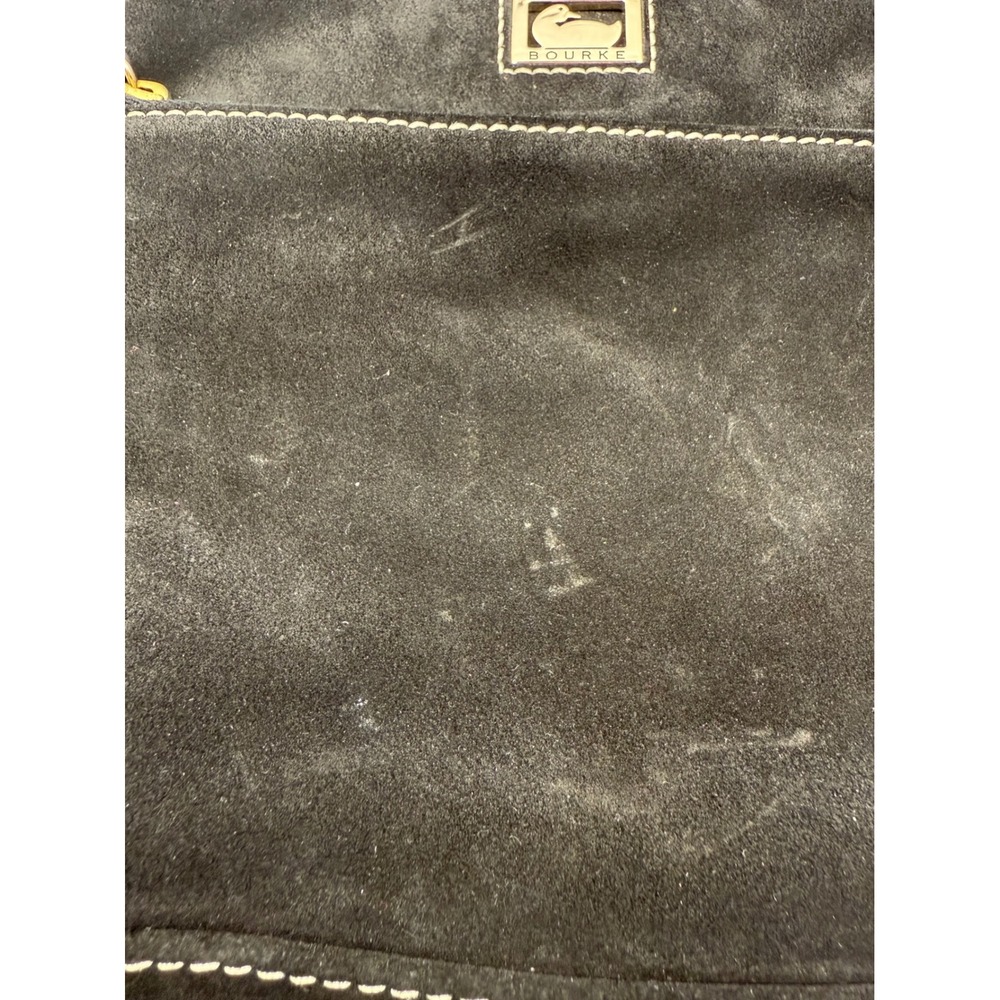Dooney Bourke Black Suede Leather Crossbody Bag Gold Tone Logo Adjustable Strap - Picture 8 of 10
